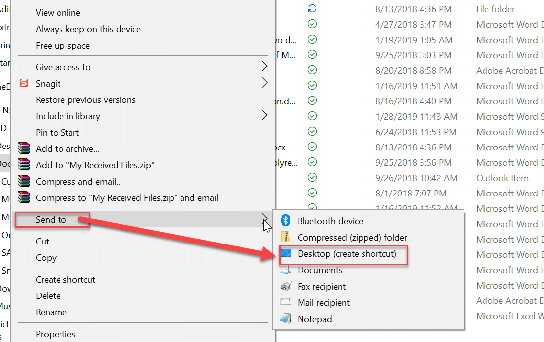 Haga clic con el botón derecho en la aplicación y luego, desde la opción Enviar a, seleccione Escritorio (crear acceso directo) 