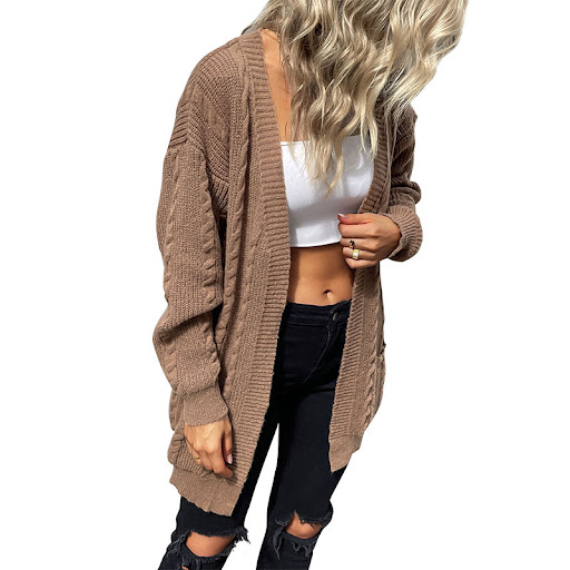 Title 2, Womens Fashion Long Sleeve Solid Color Cable-k...