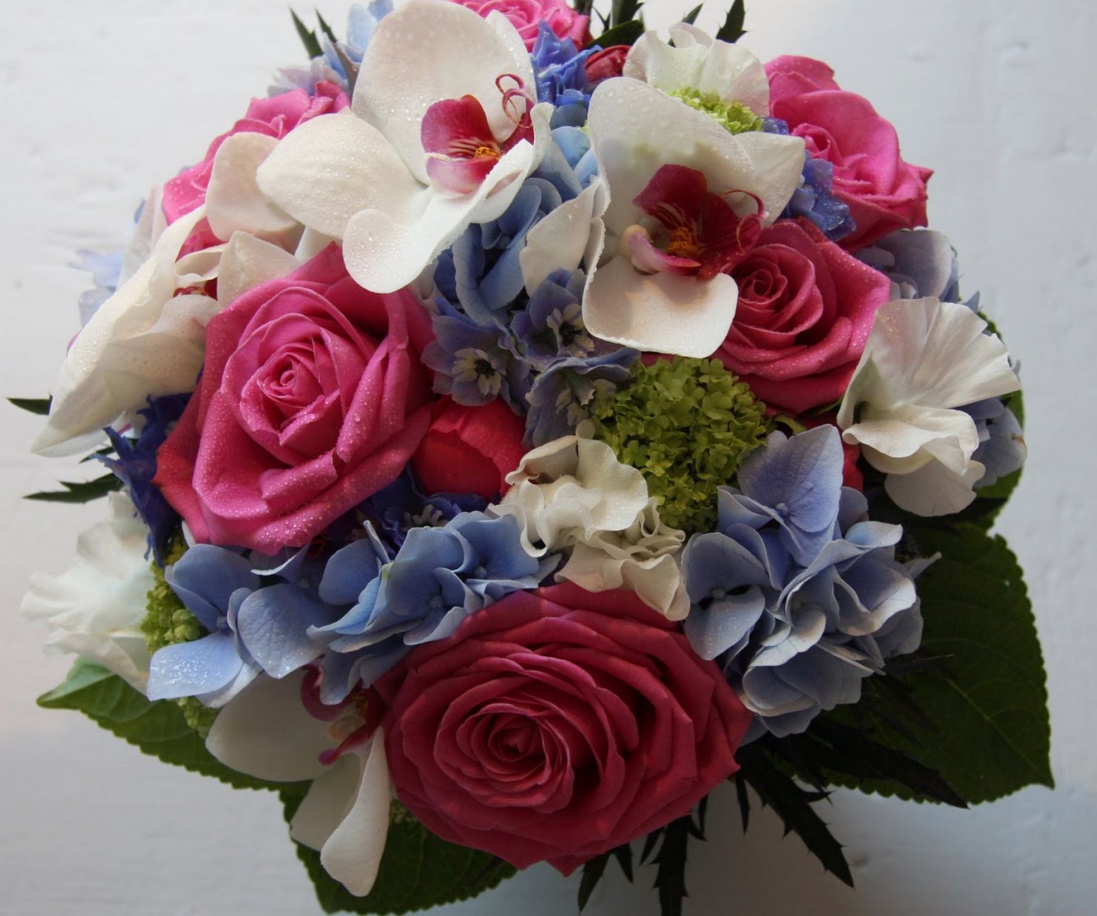 Bridal bouquet of blue orchids