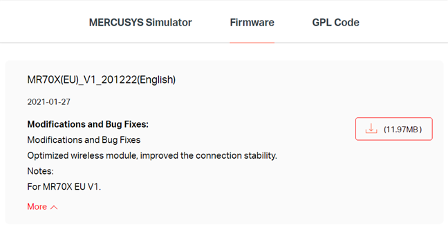 La actualización del firmware en el Mercusys MR70X es un proceso manual