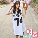 大數字運動風長版背心 (共二色)-100%明洞