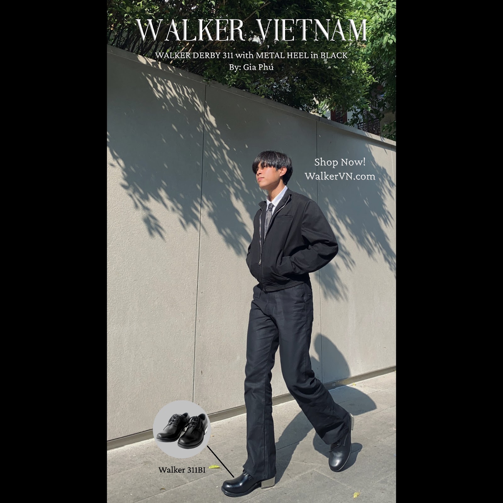 WALKER DERBY 311 with METAL HEEL in BLACK - WALKER DERBY 311 with METAL HEEL in BLACK - Walker Vietnam