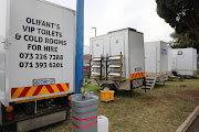 Mobile toilets placed at Protea magistrate’s court in Soweto.