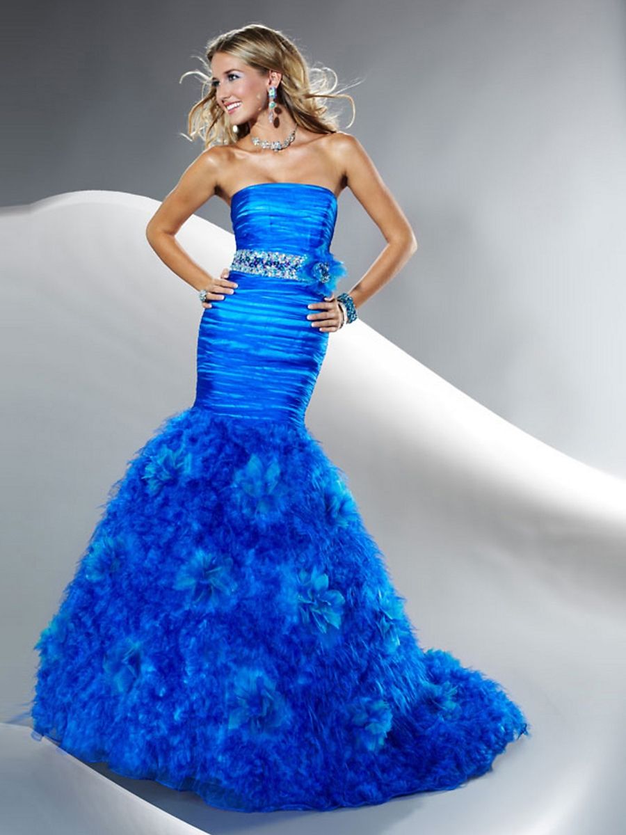 royal blue mermaid wedding dress