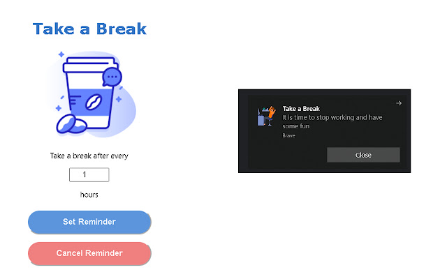 Take a Break chrome extension