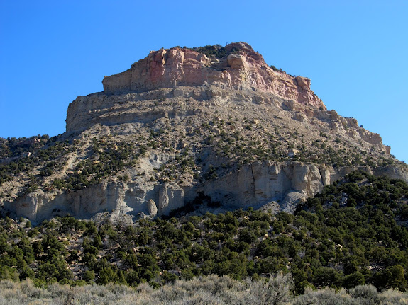 View up from south of the peak upon which the plane wreck lies