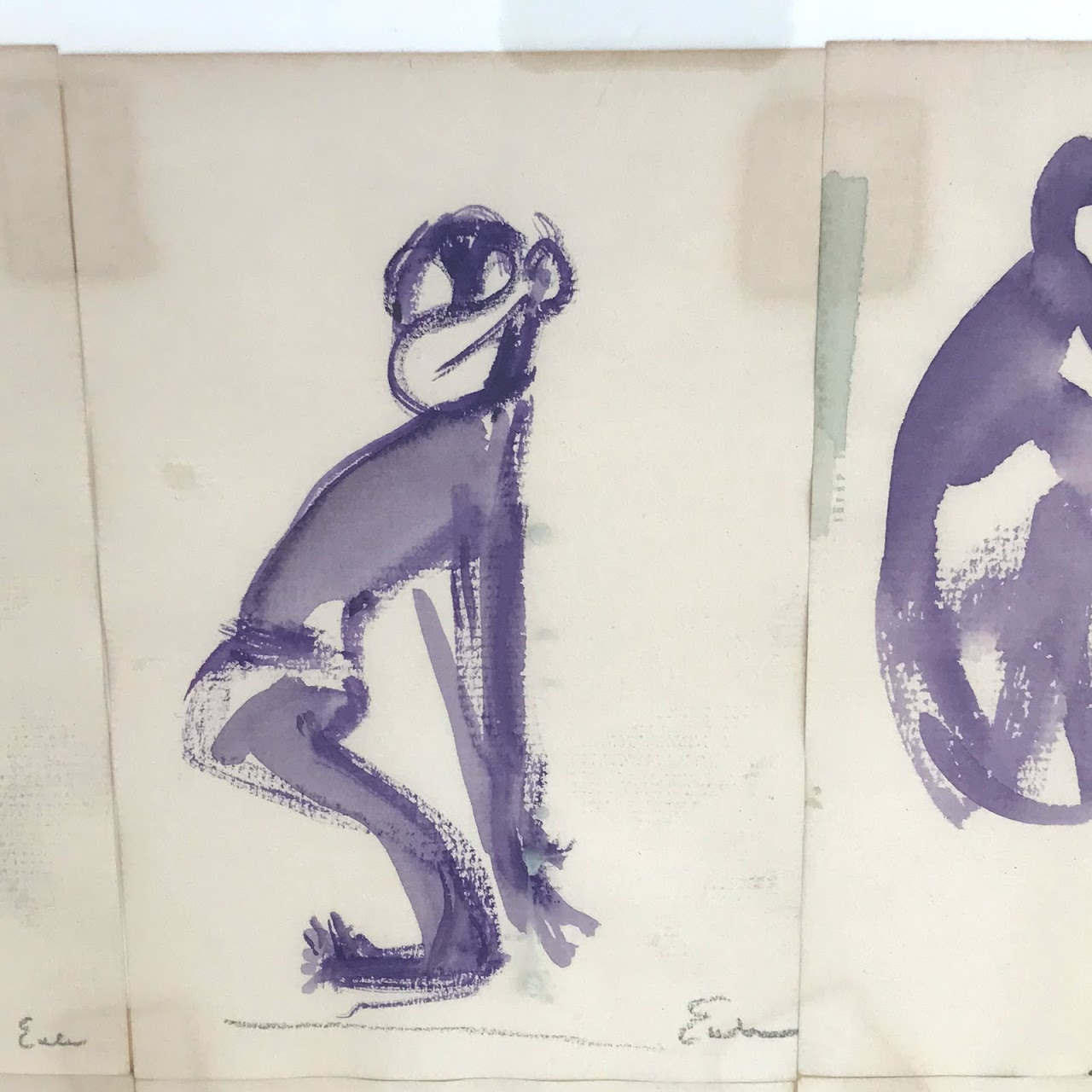 Monkeys Signed Set of Ink Sketches