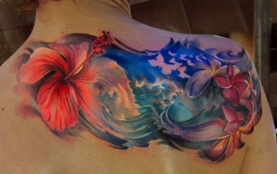 flores_tropicais_em_ondas_de_trs_da_tatuagem