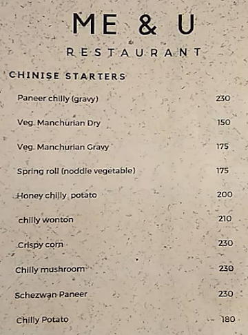 Me And You Restaurant menu 