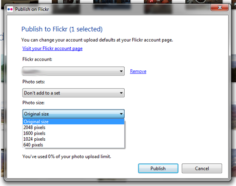 Windows Fotogalerij, Flickr, Publiceren, Afbeeldingen, Foto's