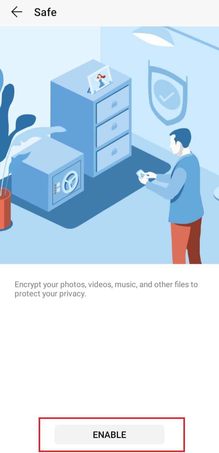 Habilitar File Safe en el teléfono inteligente Huawei