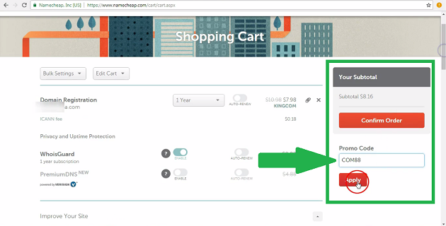 enter-com88-in-namecheap-promo-code-field