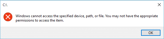 Fix Windows non può accedere al dispositivo, al percorso o all'errore del file specificato