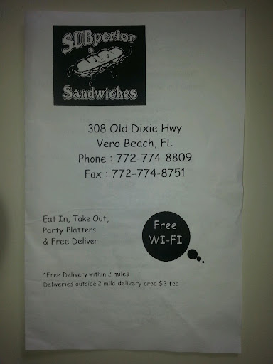 Sandwich Shop «SUBperior Sandwiches and Salads», reviews and photos, 308 Old Dixie Hwy, Vero Beach, FL 32962, USA