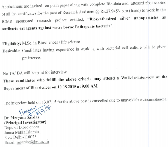 Microbiology Jamia Islamia Project Walk IN