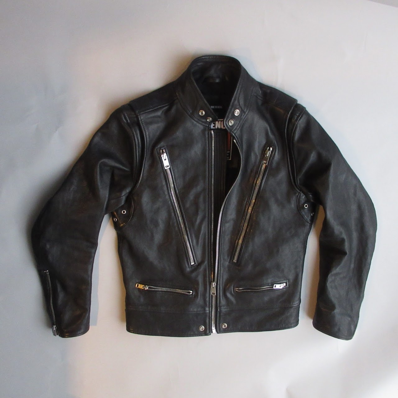 Diesel Black Lambskin Leather Biker Jacket