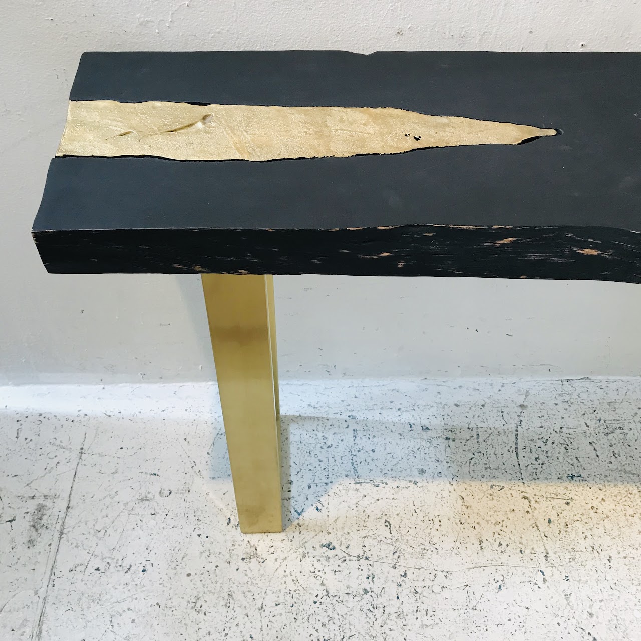 Live Edge and Cast Metal Console Table