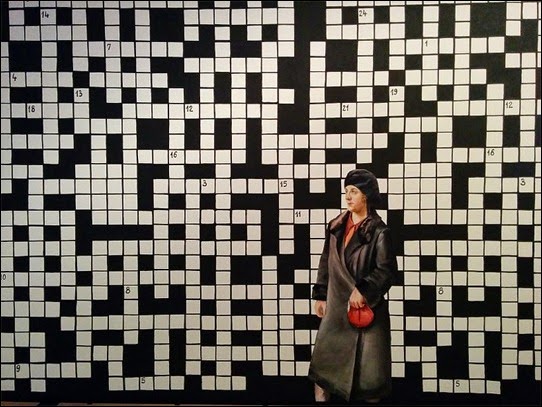 Crossword Puzzle with Lady in Black Coat: Paulina Olowska