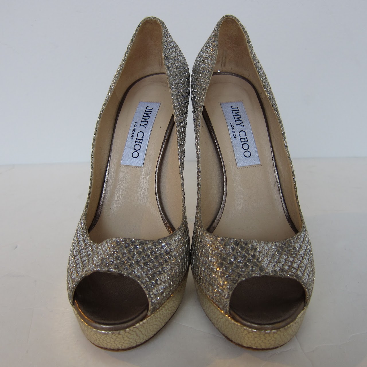 Jimmy Choo Metallic Peep Toes