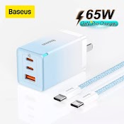 Bộ Sạc Nhanh Baseus Gan3 Pro Quick Charger 65W (Kèm Cáp Sạc C To C 100W) Phiên Bản 2022