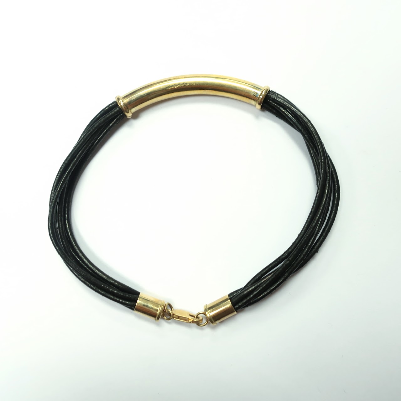 14K Gold and Leather Bracelet