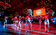 Members of the Fearleaders cheerleading team perform on stage in the city hall of Vienna, Austria, on November 23 2018. 