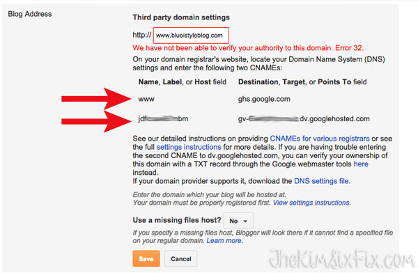 Cname required for blogspot custom name copy