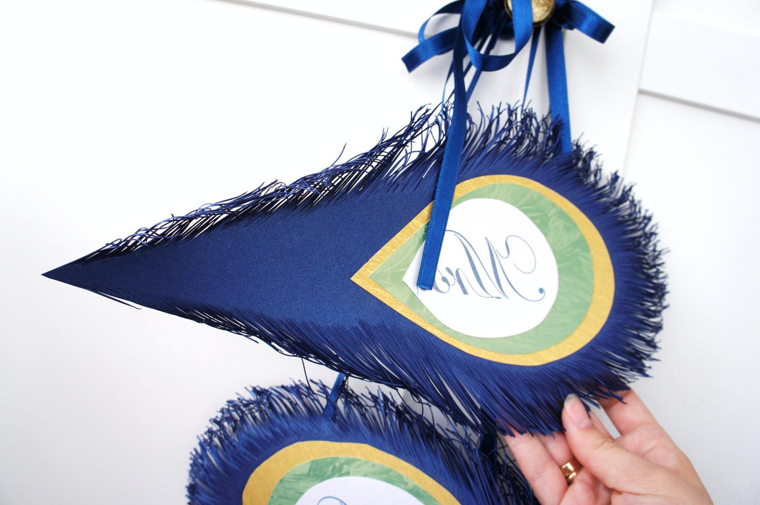 peacock FEATHERS Mr. & Mrs. wedding signs chair Markers. From liradesigne