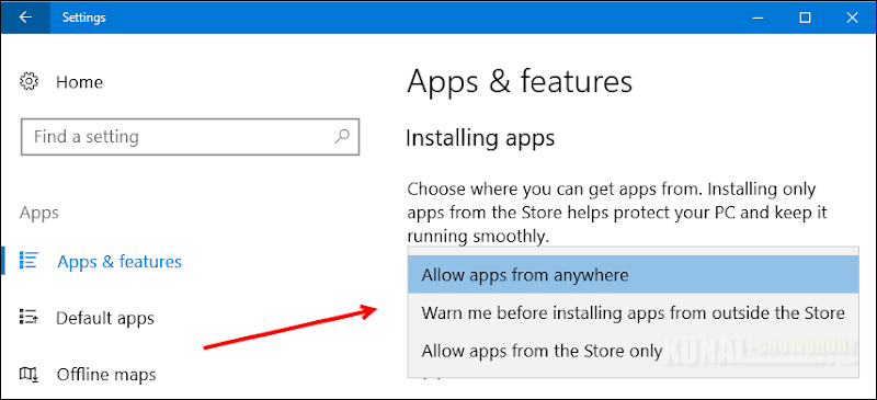 Change the app installation settings (www.kunal-chowdhury.com)