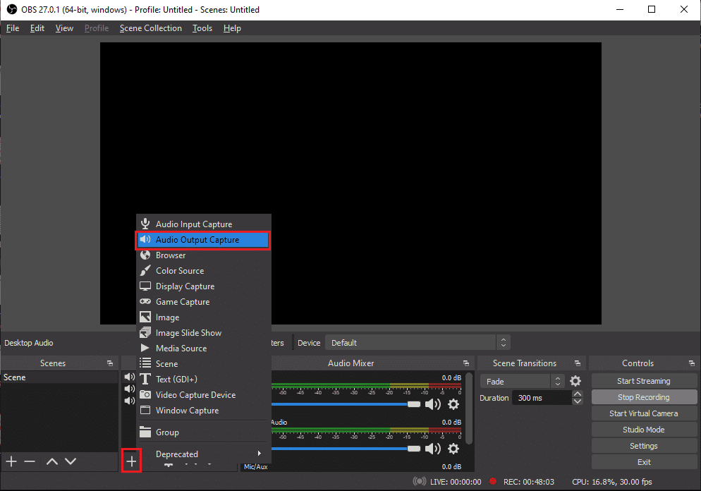 Vyberte Audio Output Capture |  Jak nahrávat zvuk Discord