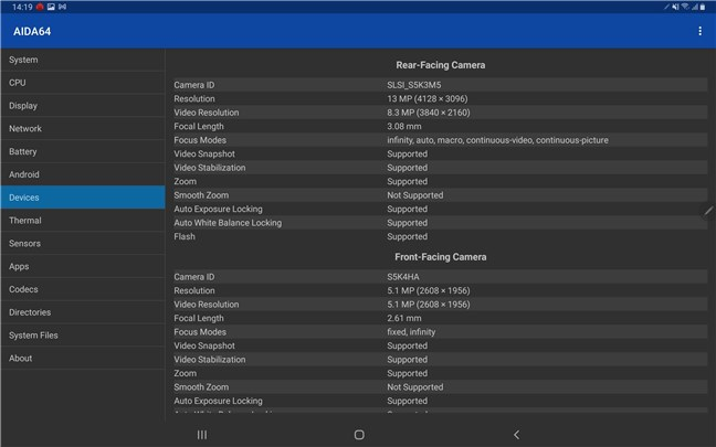 Samsung Galaxy Tab S7+: Cameras specifications