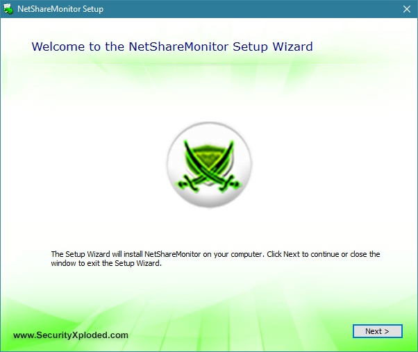 El asistente de instalación de NetShareMonitor