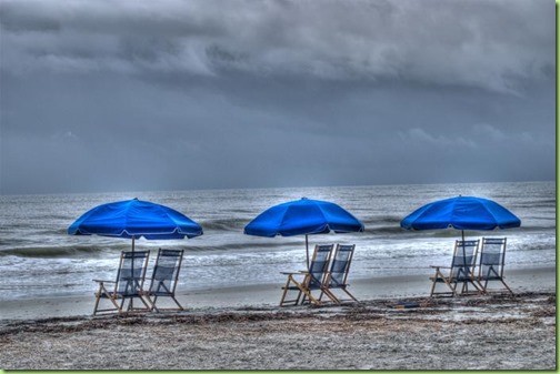 rain at the beach with chairs