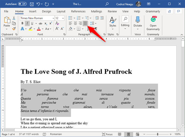 De knop Uitvullen in het gedeelte Alinea in Microsoft Word