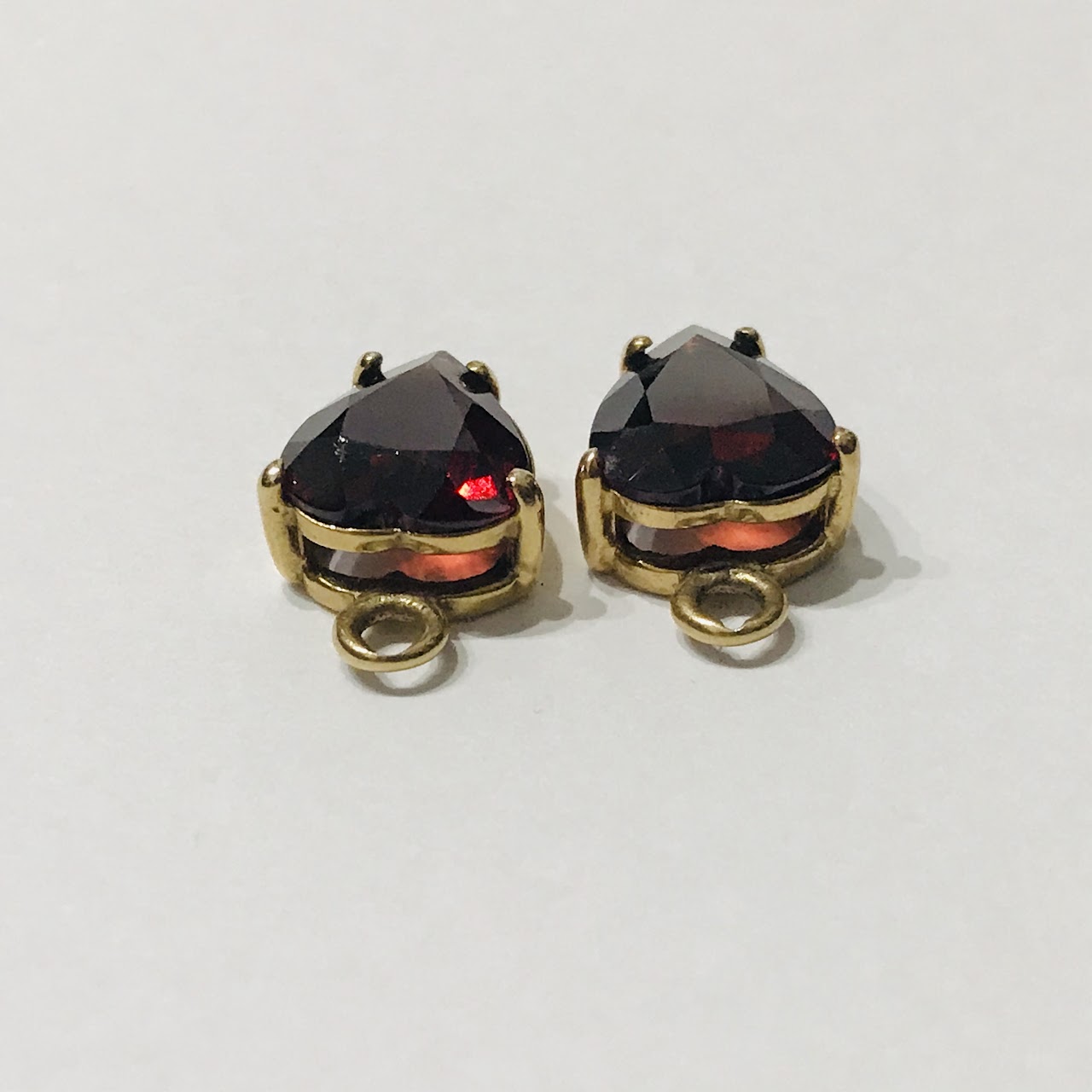 14K Gold & Garnet Pendant Pair