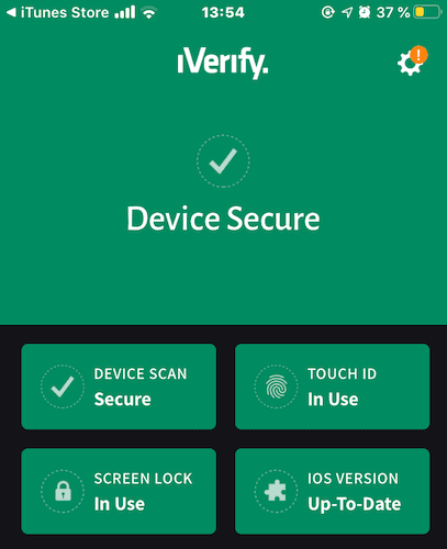 Pantalla de inicio de iVerify