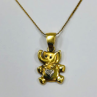 14K Gold and Diamond Elephant Pendant Necklace