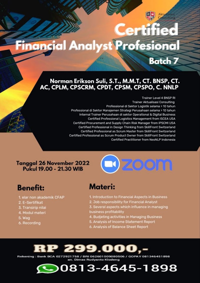 WA.0813-4645-1898 | Certified Finansial Analyst Profesional (CFAP) 26 November 2022
