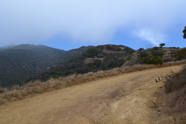 looking along the road along the edge of the clouds