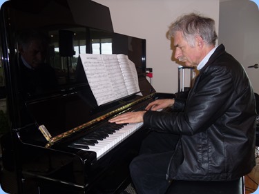 Claude Moffat playing the superb Wertheim piano. Photo courtesy of Delyse Whorwood.