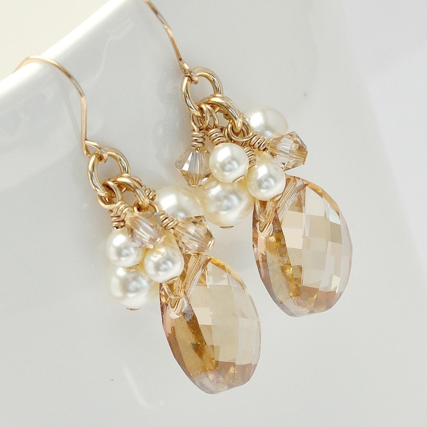 Bridesmaid Earrings, Gold