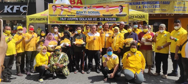 Haru..,Bantuan Paket Sembako HUT ke 57 Partai Golkar Untuk Warga Medan