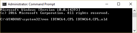 Hernoem IDTNC64.CPL naar IDTNC64.CPL.OLD om crashproblemen met bestandsverkenner in Windows 10 op te lossen