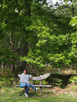 Natural looking benches blend into the scenery