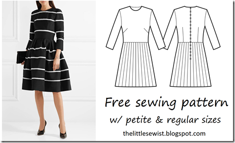 The Little Sewist: Round neck long sleeve pleated dress