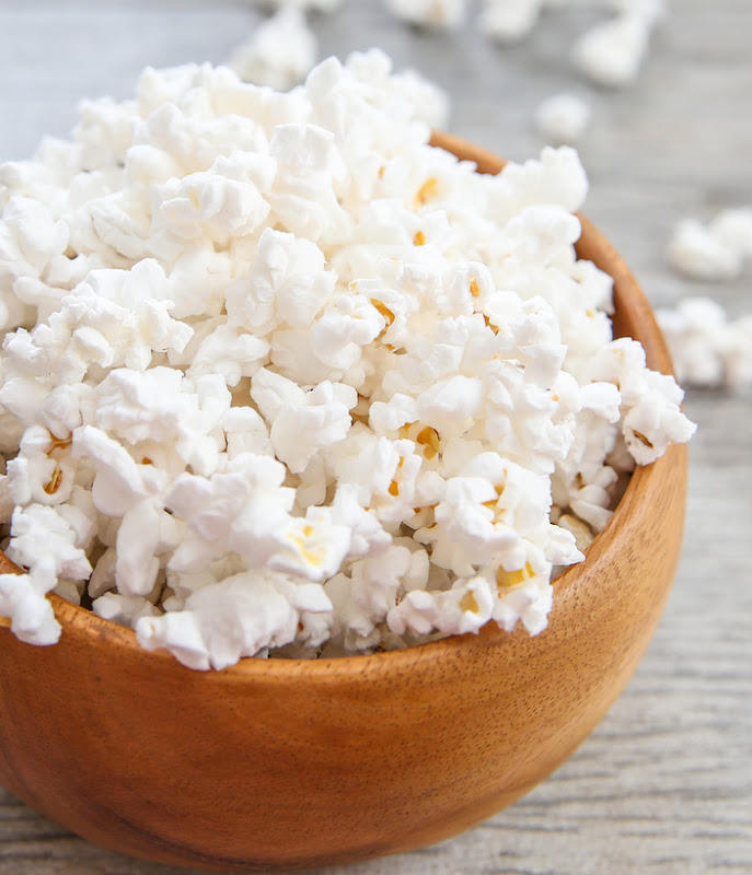 close-up photo of microwave popcorn in a bowl