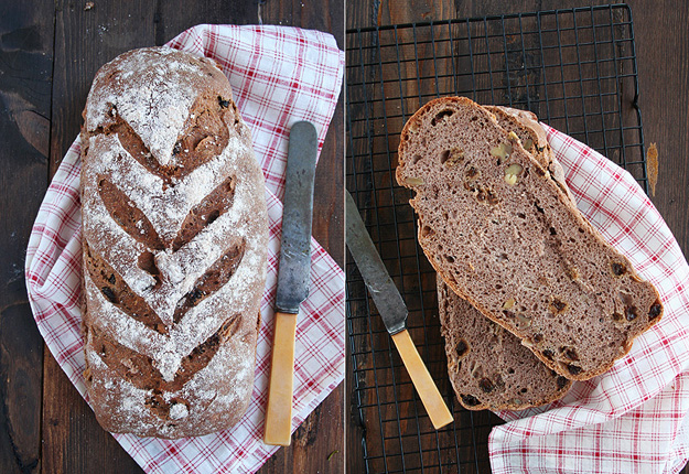 Pan de manzanas, nueces y pasas