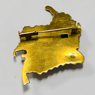 18K Gold and Stone Colombia Brooch