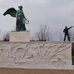 on top of a monument in Copenhagen, Denmark 