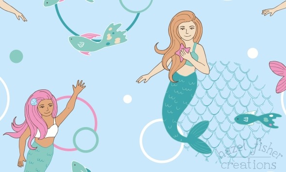 2015 May 26 Spoonflower mermaids contest illustration hazelfishercreations